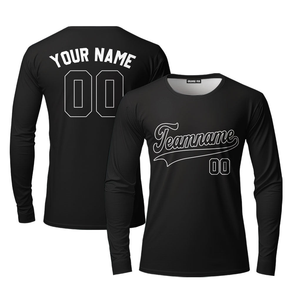 Custom Black White Custom Long Sleeve T-Shirt For Men & Women
