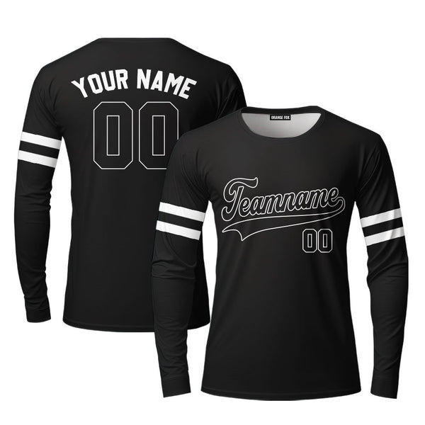 Custom Black White Custom Long Sleeve T-Shirt For Men & Women