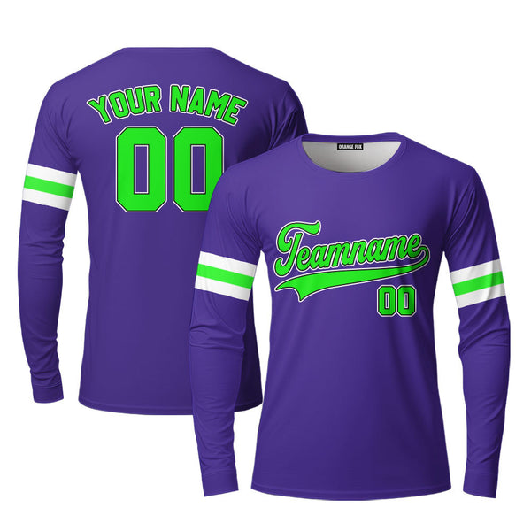 Custom Neon Green And Purple Custom Long Sleeve T-Shirt For Men & Women