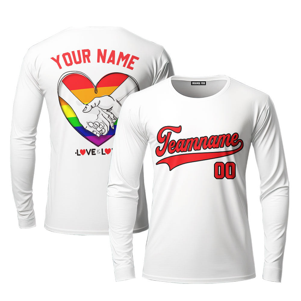 Custom Pride LGBT Love Is Love Red Black Custom Long Sleeve T-Shirt For Men & Women