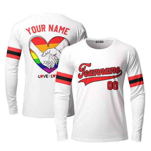 Custom Pride LGBT Love Is Love Red Black Custom Long Sleeve T-Shirt For Men & Women