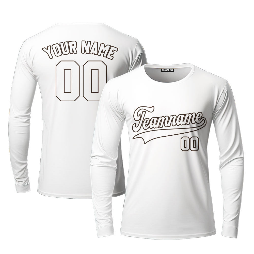 Custom White Brown Custom Long Sleeve T-Shirt For Men & Women