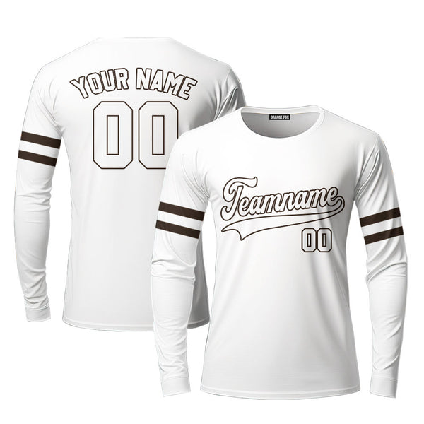 Custom White Brown Custom Long Sleeve T-Shirt For Men & Women