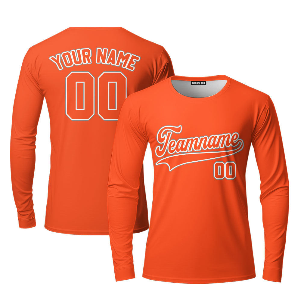 Custom Orange White And Orange Custom Long Sleeve T-Shirt For Men & Women