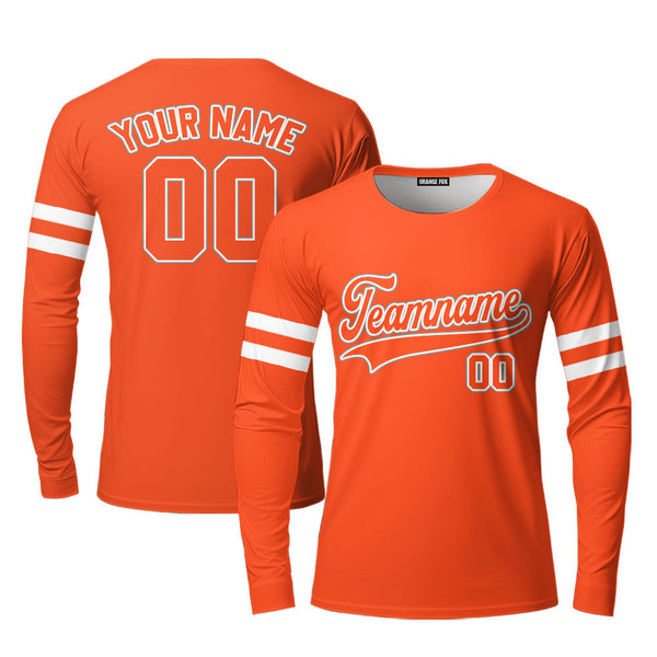 Custom Orange White And Orange Custom Long Sleeve T-Shirt For Men & Women