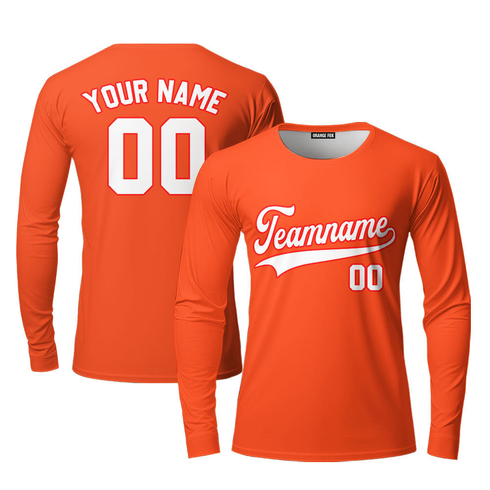 Custom Orange Black And Orange Custom Long Sleeve T-Shirt For Men & Women