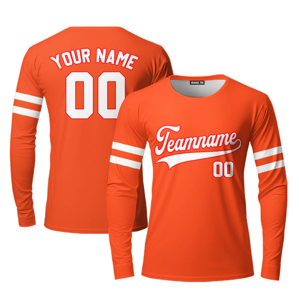 Custom Orange Black And Orange Custom Long Sleeve T-Shirt For Men & Women