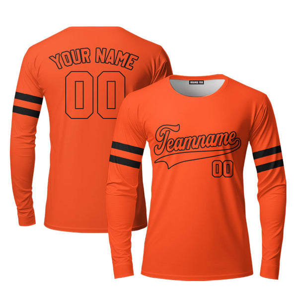 Custom White And Orange Custom Long Sleeve T-Shirt For Men & Women