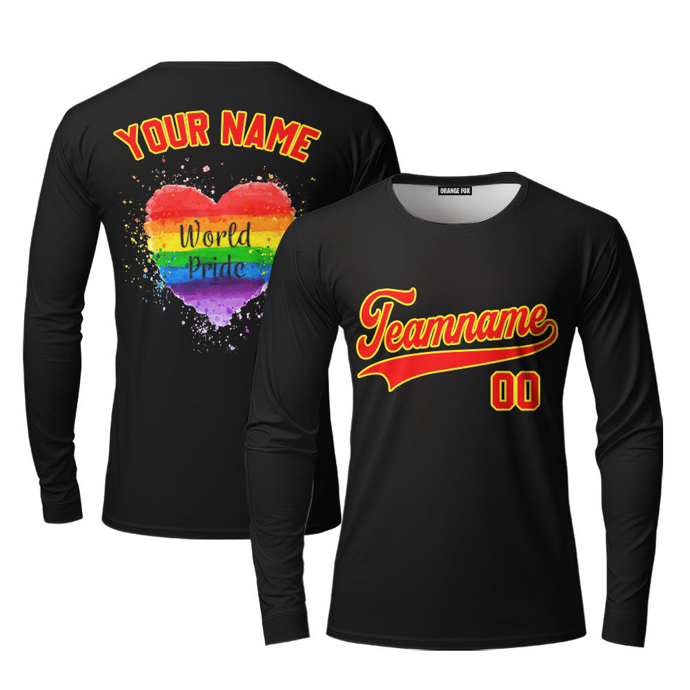 Custom World Pride Rainbow Heart Purple Pink Custom Long Sleeve T-Shirt For Men & Women