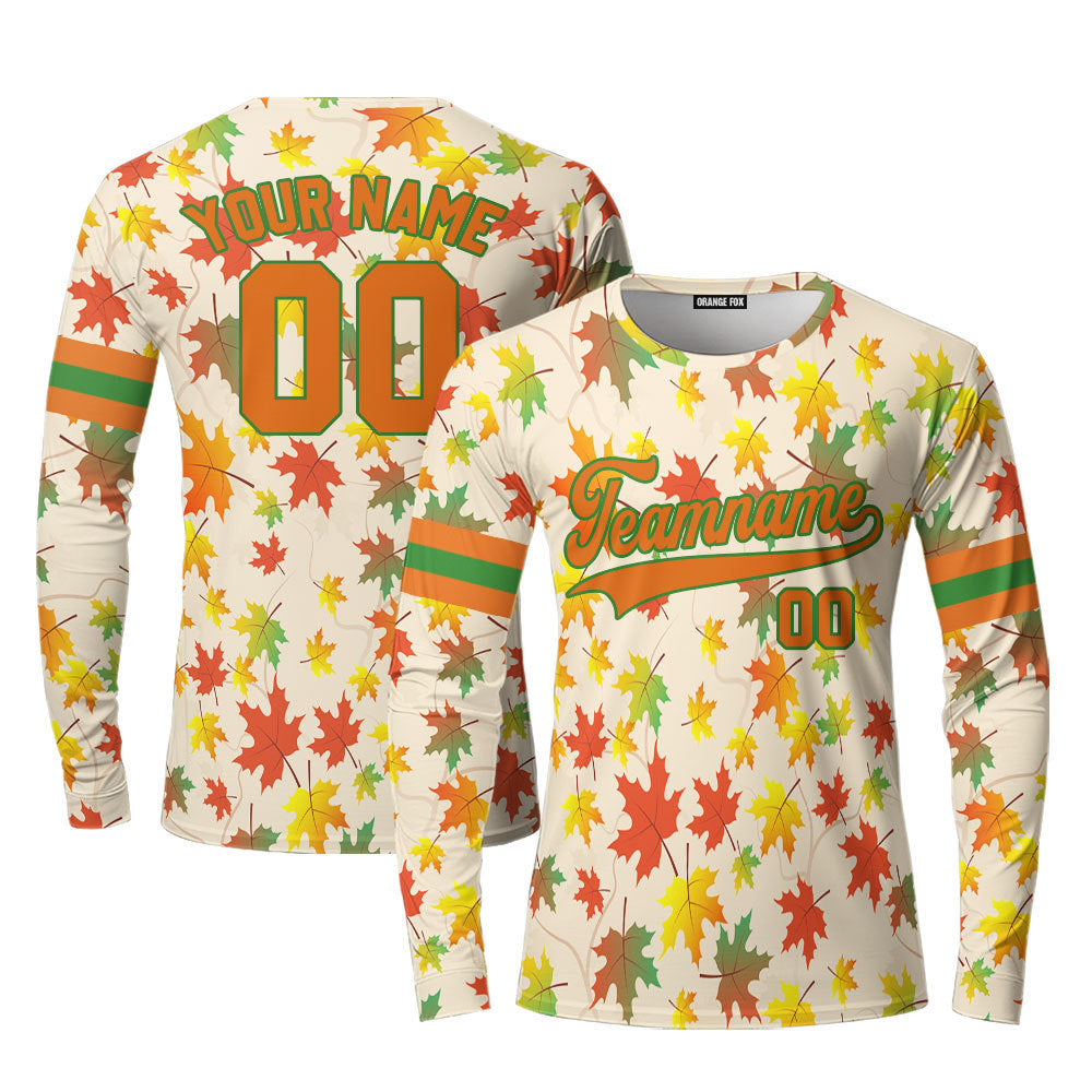 Custom Orange White And Orange Custom Long Sleeve T-Shirt For Men & Women