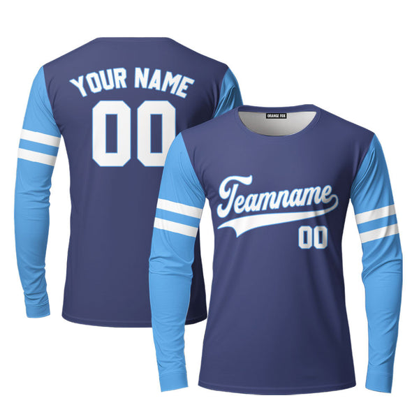 Custom Black Light Blue Raglan White Custom Long Sleeve T-Shirt For Men & Women