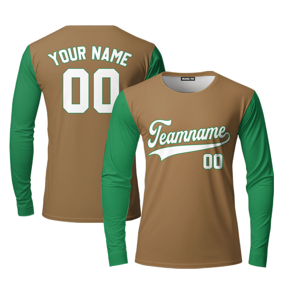 Custom Brown Green Raglan White Custom Long Sleeve T-Shirt For Men & Women