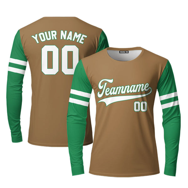 Custom Brown Green Raglan White Custom Long Sleeve T-Shirt For Men & Women