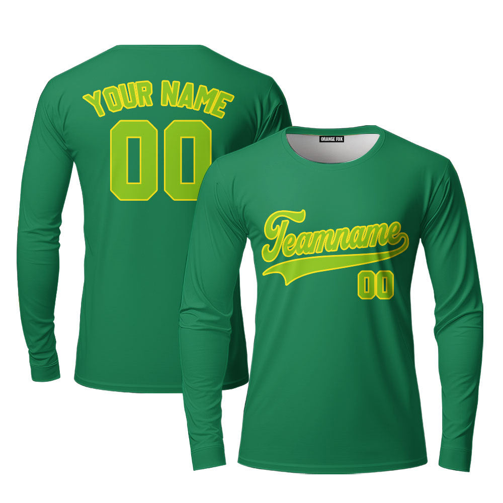 Custom Green Neon Green - Yellow Custom Long Sleeve T-Shirt For Men & Women