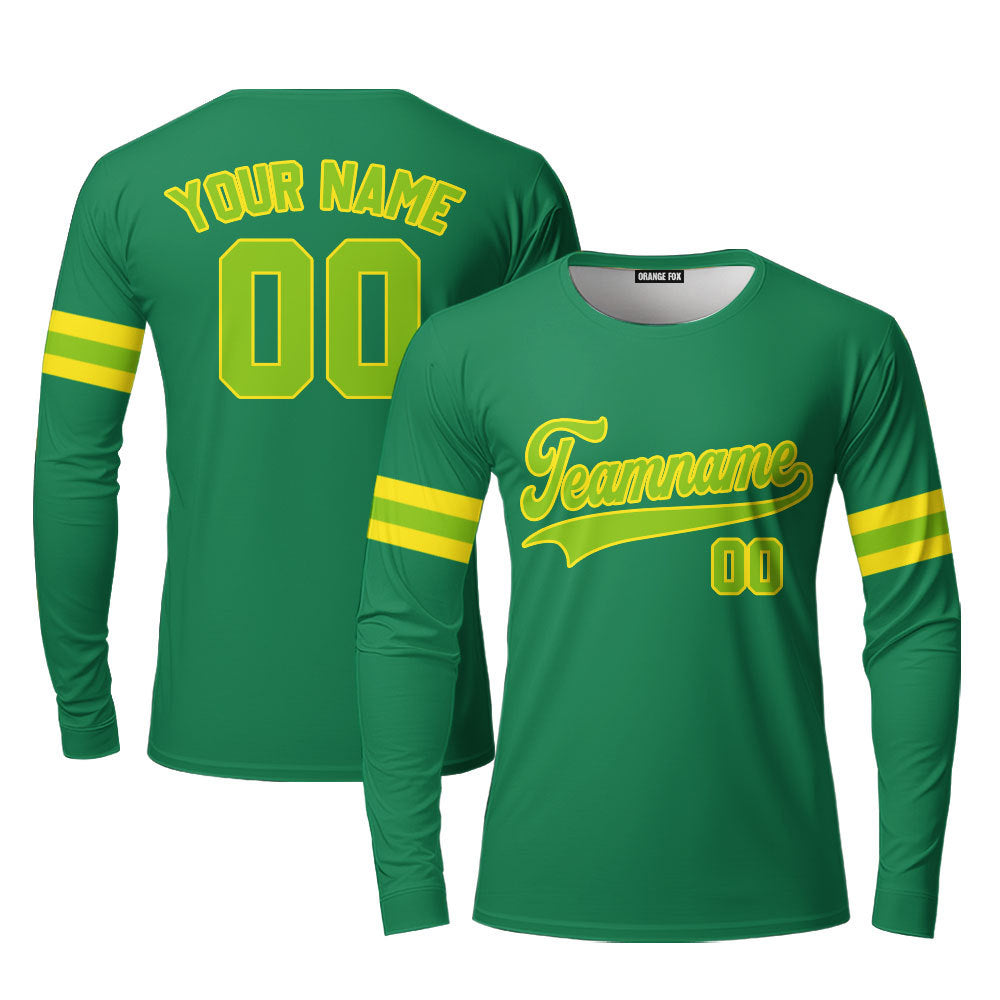 Custom Green Neon Green - Yellow Custom Long Sleeve T-Shirt For Men & Women