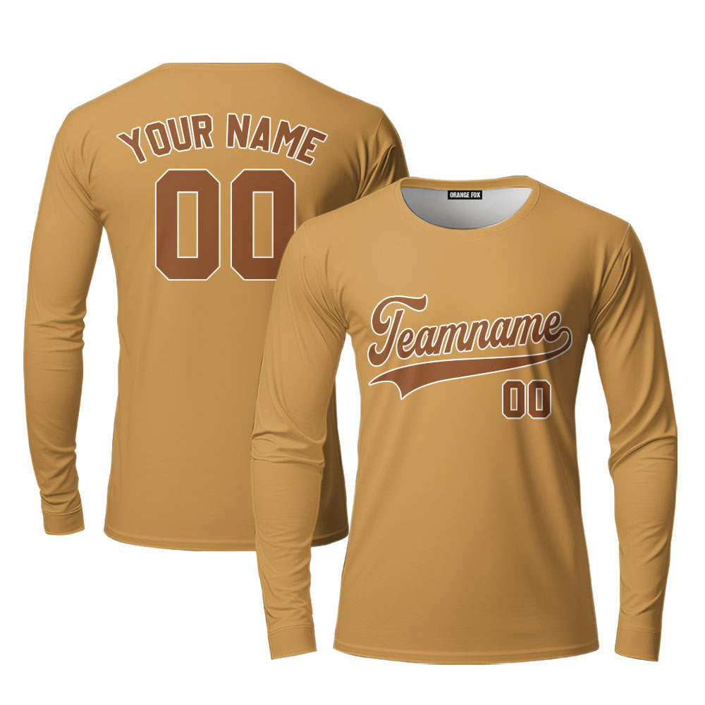 Custom Red White And Brown Custom Long Sleeve T-Shirt For Men & Women