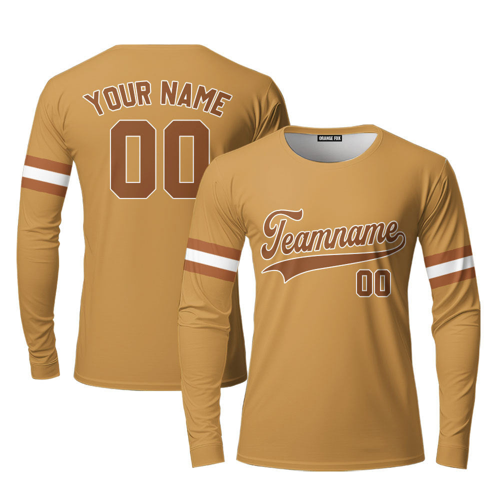 Custom Red White And Brown Custom Long Sleeve T-Shirt For Men & Women