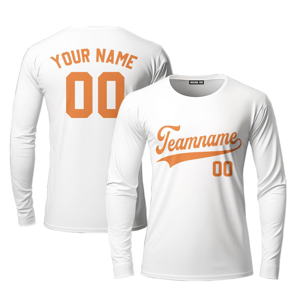 Orange And White Yellow Custom Long Sleeve T-Shirt For Men & Women