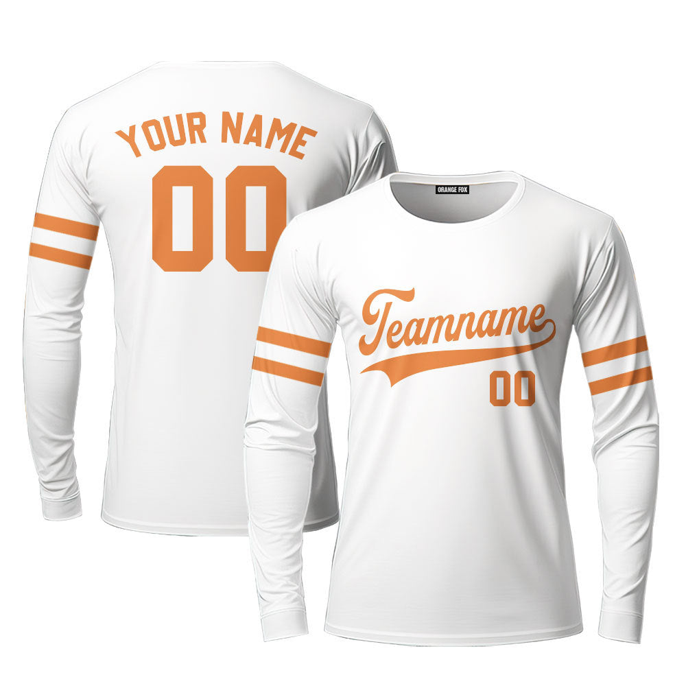 Orange And White Yellow Custom Long Sleeve T-Shirt For Men & Women