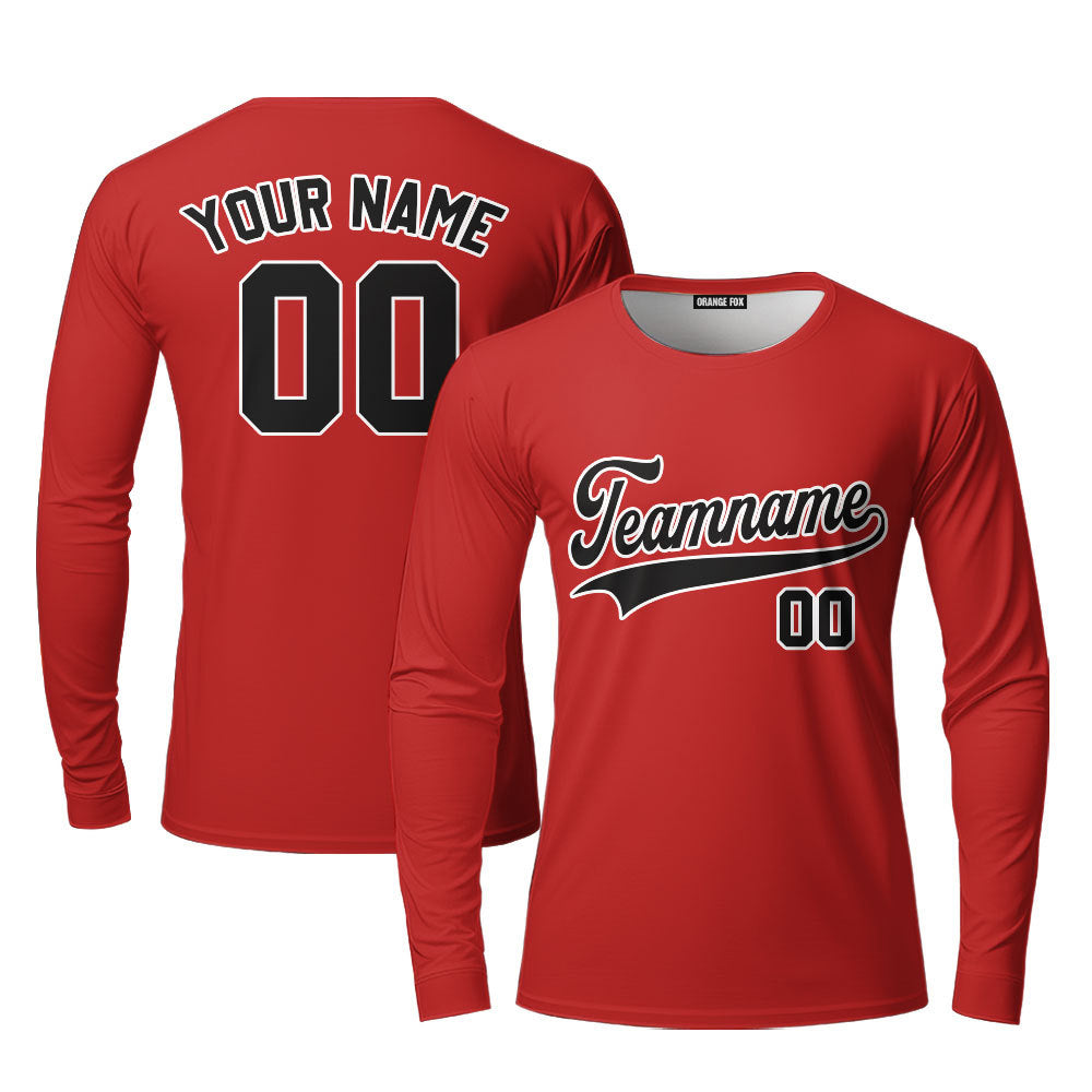 Texas Red Black White Custom Long Sleeve T-Shirt For Men & Women