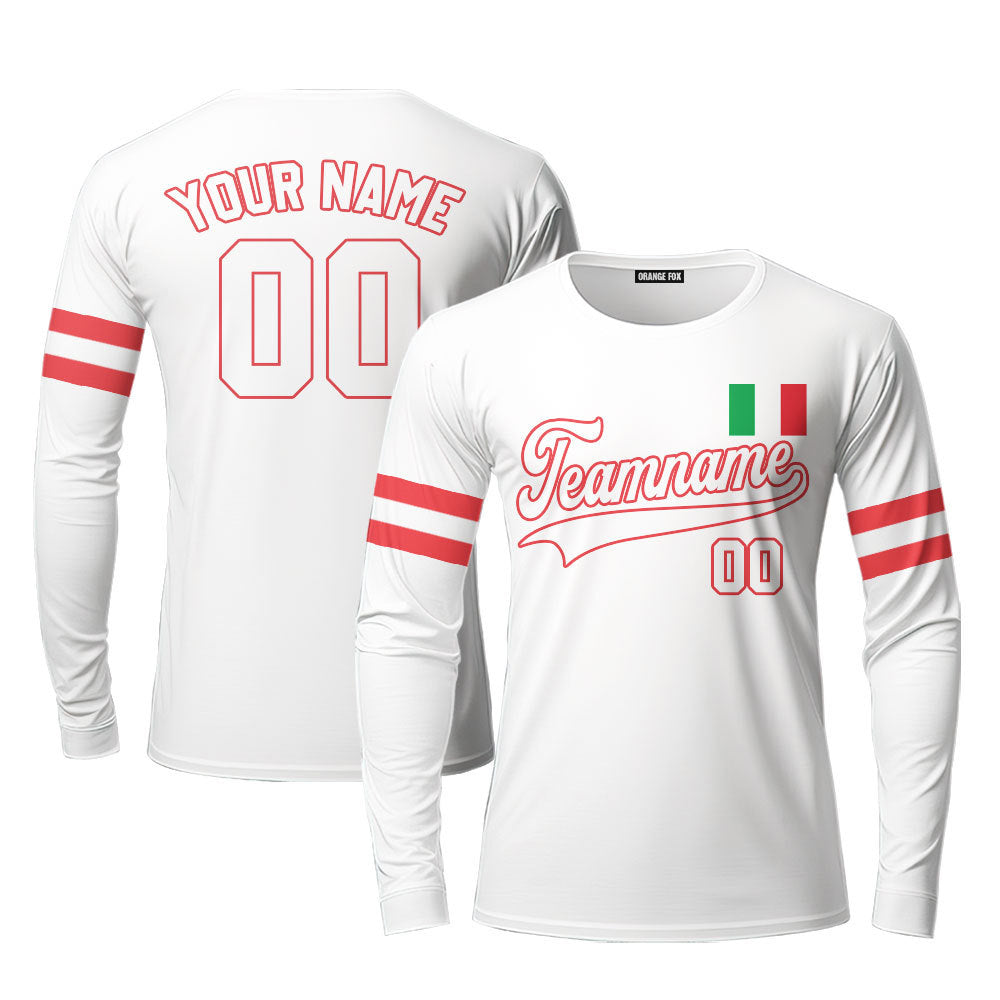 Italia White pink Custom Long Sleeve T-Shirt For Men & Women