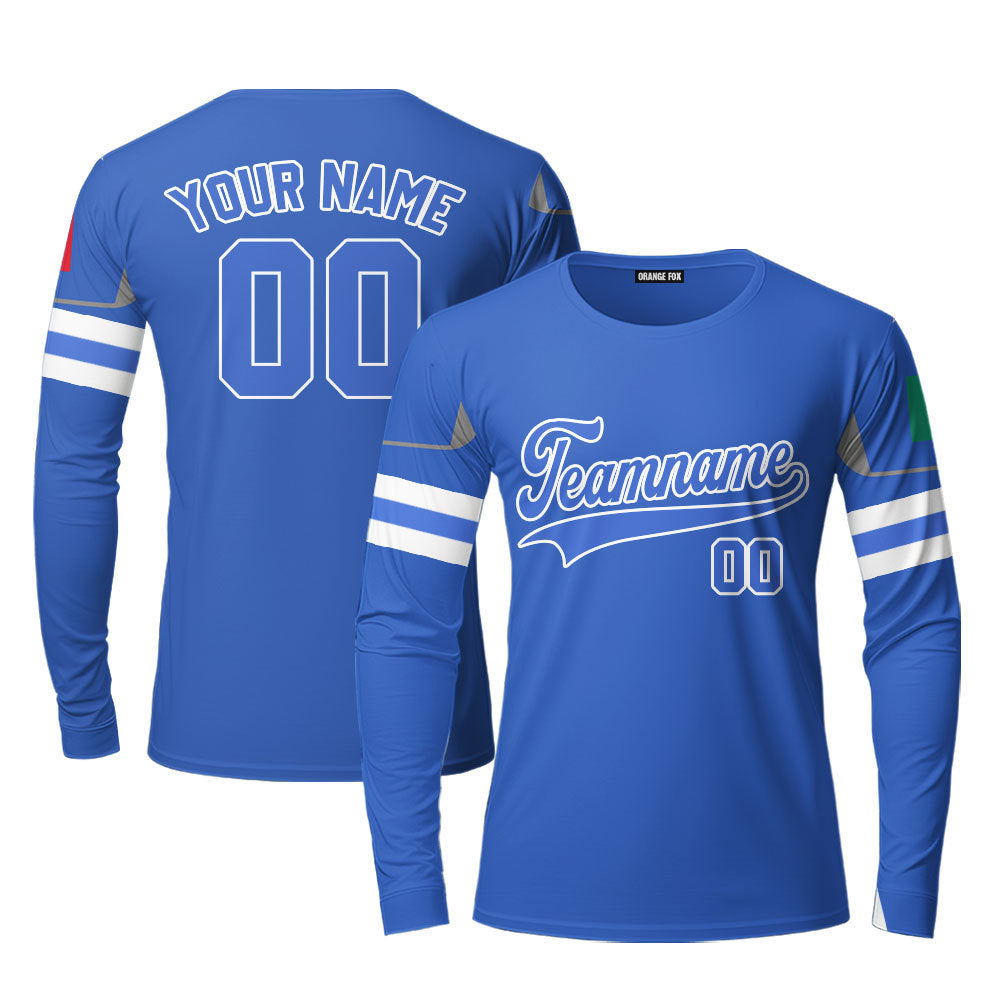 Kentucky Blue White Custom Long Sleeve T-Shirt For Men & Women