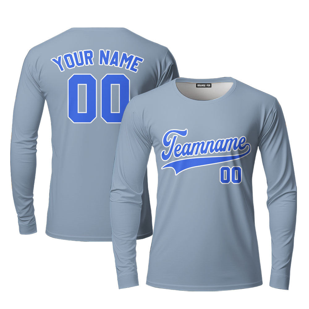 Italia Grey Blue White Custom Long Sleeve T-Shirt For Men & Women