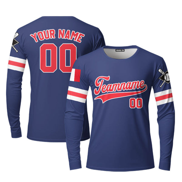 Italia Blue Red White Custom Long Sleeve T-Shirt For Men & Women