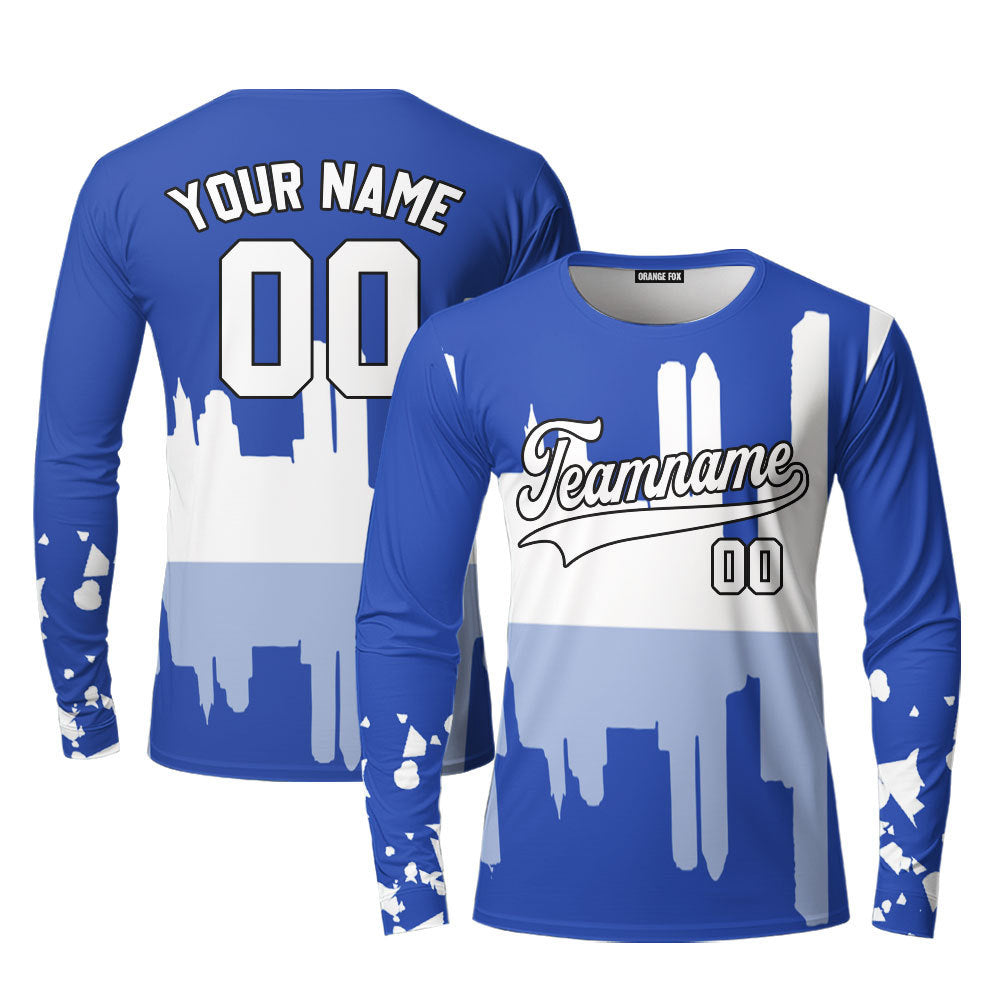 Kansas City Blue White Black Custom Long Sleeve T-Shirt For Men & Women