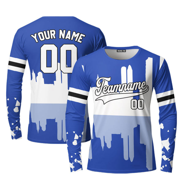 Kansas City Blue White Black Custom Long Sleeve T-Shirt For Men & Women