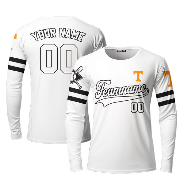 Indiana Baseball Logo White Yellow Custom Long Sleeve T-Shirt For Men & Women