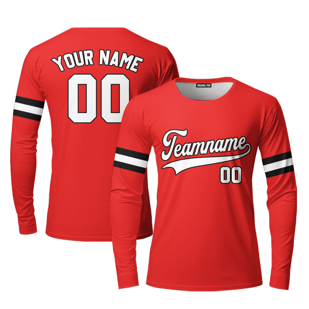 Indiana Red White Black Custom Long Sleeve T-Shirt For Men & Women