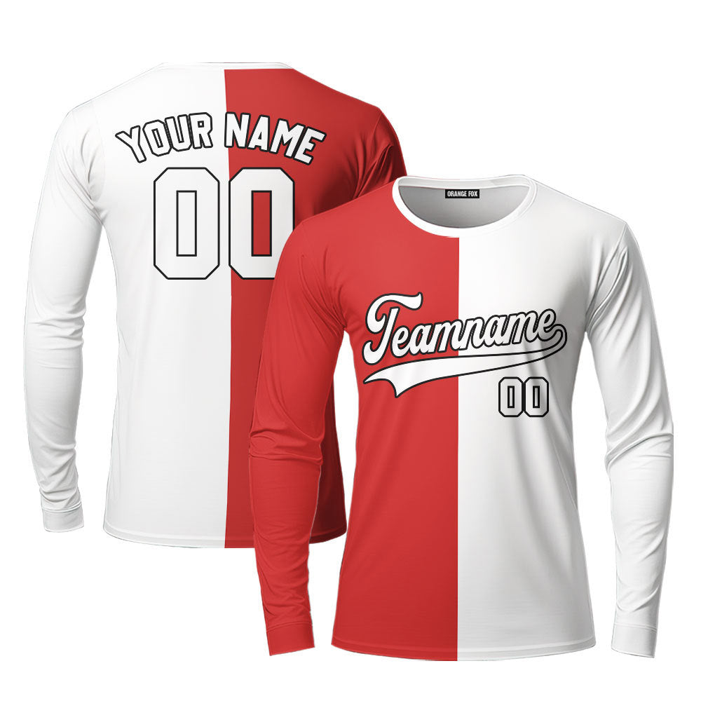 Indiana Red White Black Custom Long Sleeve T-Shirt For Men & Women