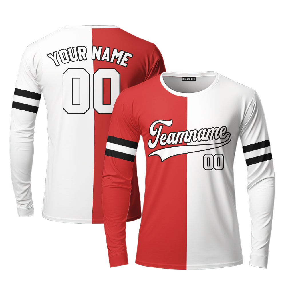 Indiana Red White Black Custom Long Sleeve T-Shirt For Men & Women