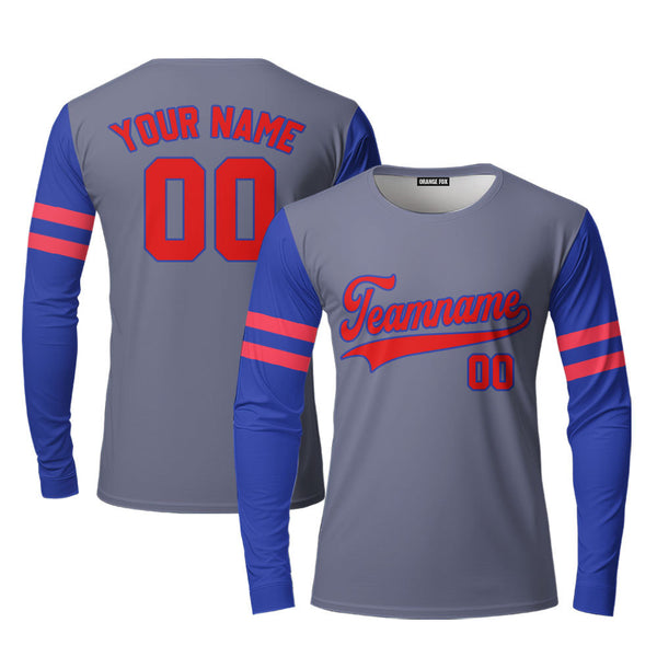 Puerto Rico Grey Red Blue Custom Long Sleeve T-Shirt For Men & Women