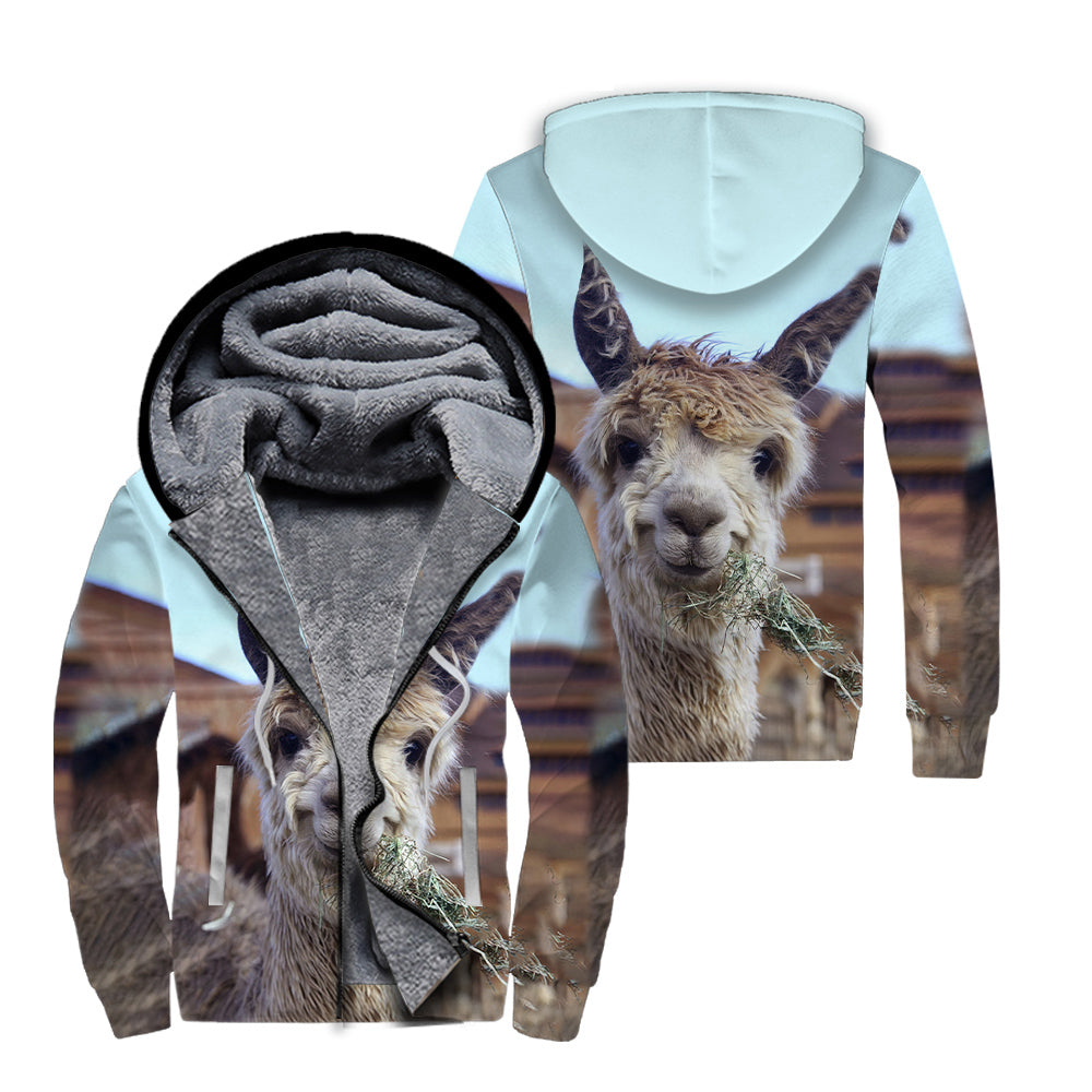 Llama Fleece Zip Hoodie For Men & Women