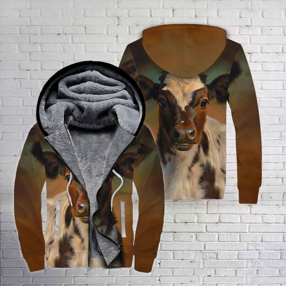 Love Cows Fleece Zip Hoodie For Men & Women