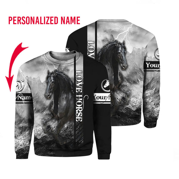 Love Horse Custom Name Crewneck Sweatshirt For Men & Women