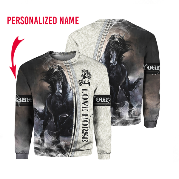 Love Horse Custom Name Crewneck Sweatshirt For Men & Women