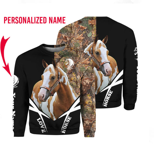 Love Horse Custom Name Crewneck Sweatshirt For Men & Women