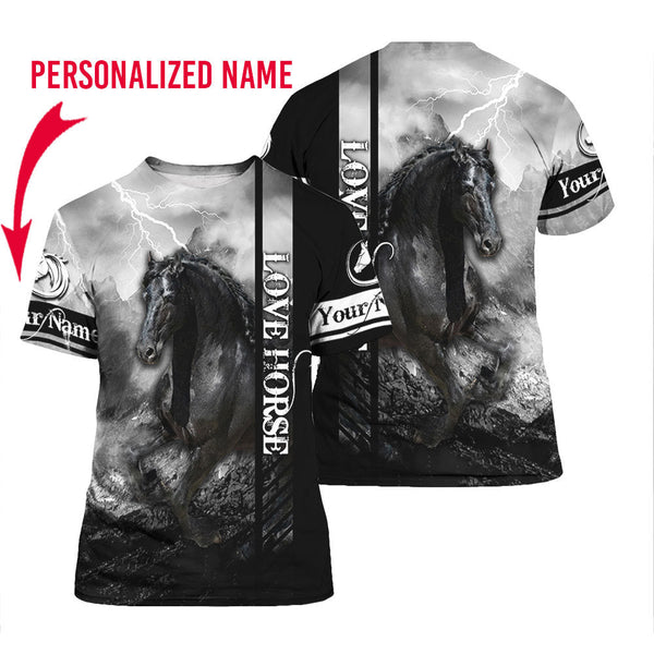 Love Horse Custom Name T Shirt For Men & Women