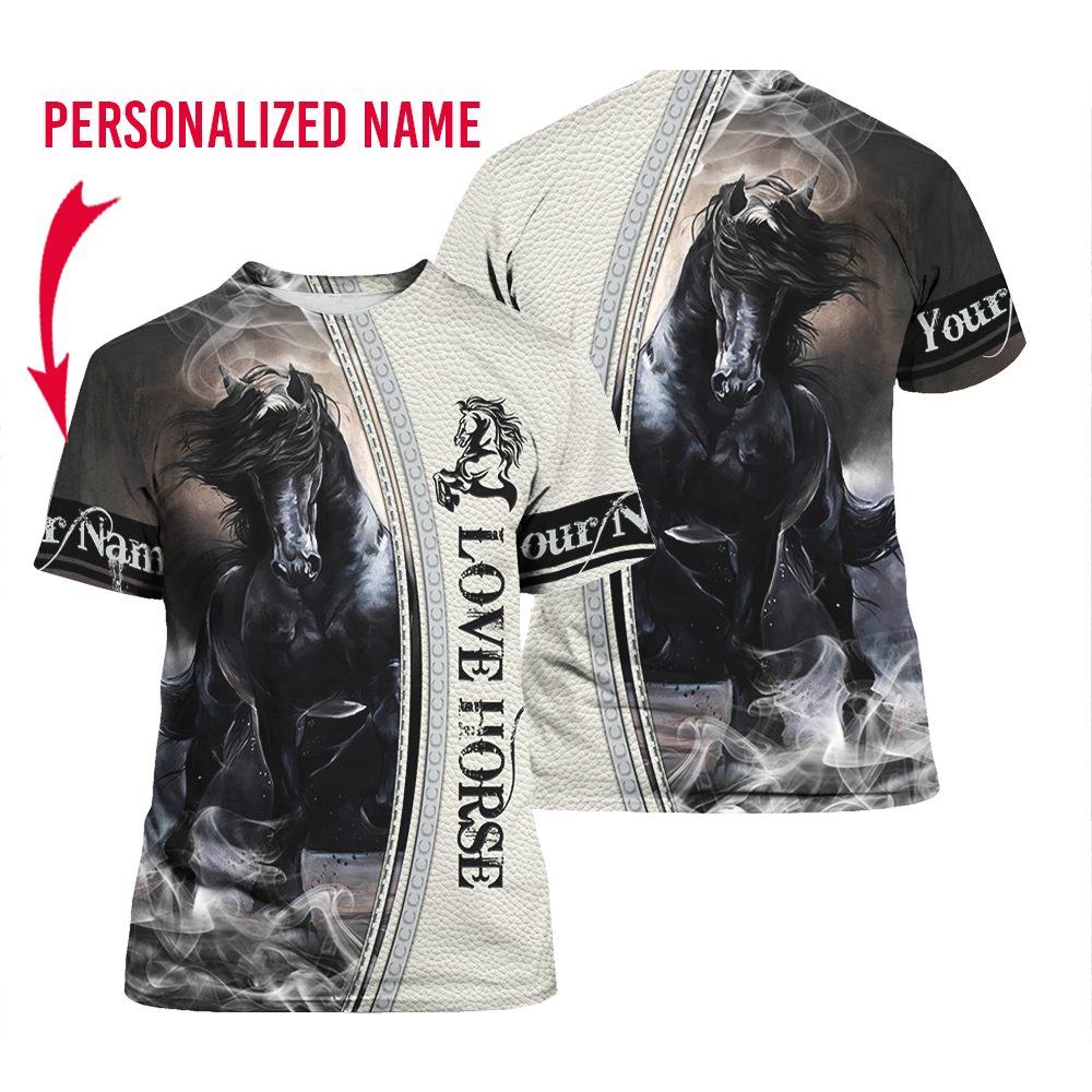 Love Horse Custom Name T Shirt For Men & Women