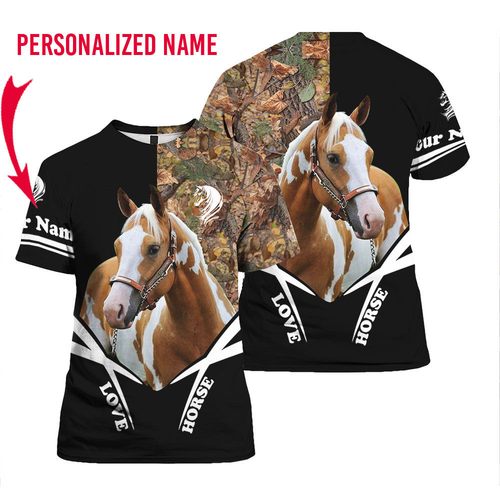 Love Horse Custom Name T Shirt For Men & Women