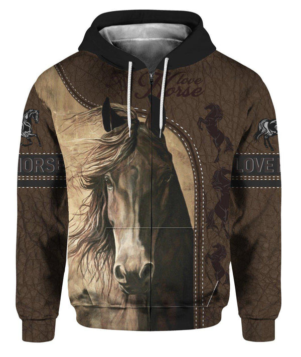 Love Horse Zip Up Hoodie For Men & Women