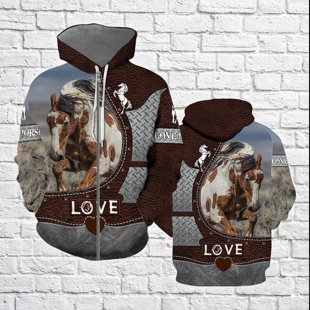 Love Horse Zip Up Hoodie For Men & Women