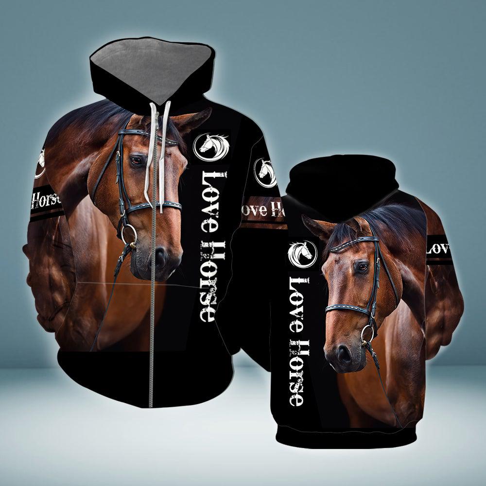 Love Horse Zip Up Hoodie For Men & Women