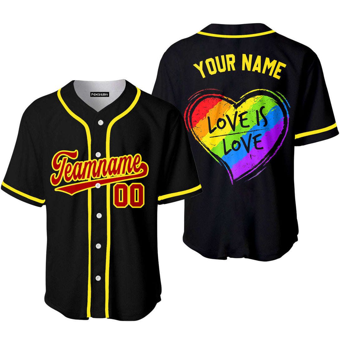 Love Is Love LGBT Rainbow Heart Pride Red Yellow Custom Baseball Jerseys For Men & Women