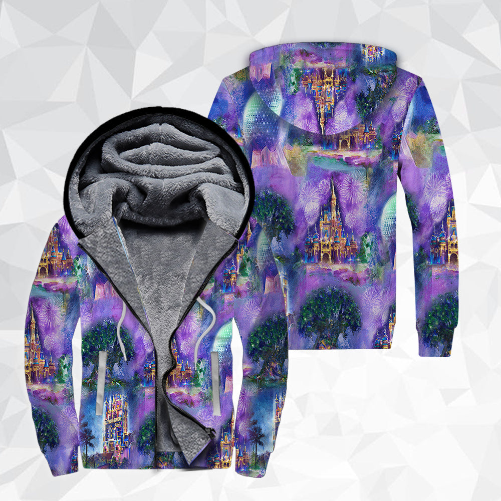 Magic Kingdom Purple Fleece Zip Hoodie For Men & Women