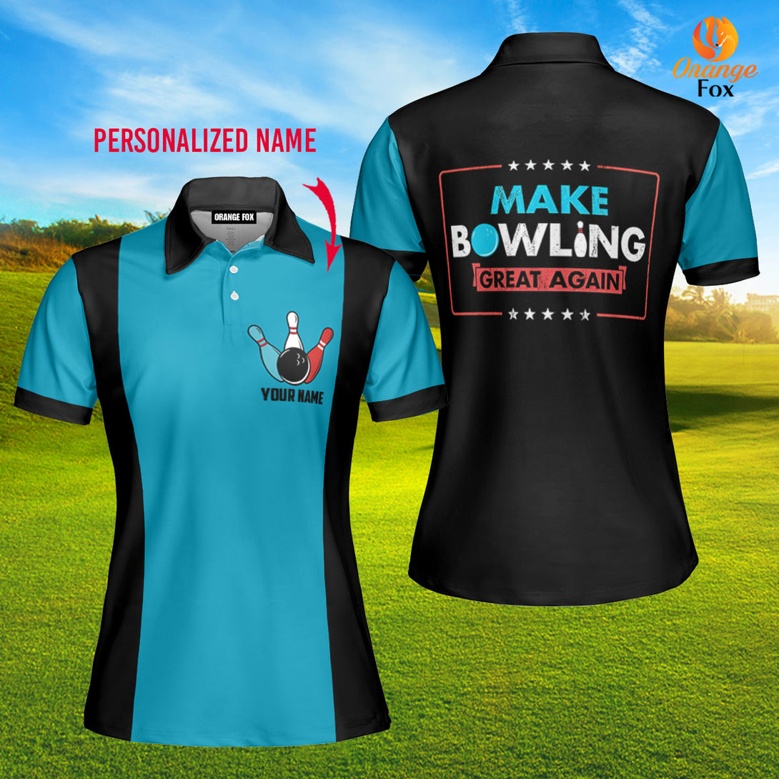 Make Bowling Great Again Bowling Custom Name Polo Shirt For Men & Women