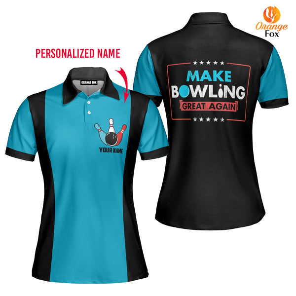 Make Bowling Great Again Bowling Custom Name Polo Shirt For Men & Women